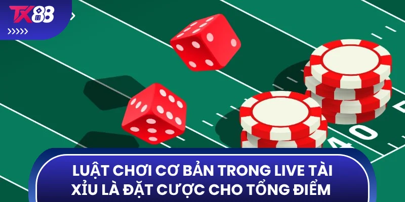 Luật chơi cơ bản trong live tài xỉu là đặt cược cho tổng điểm 